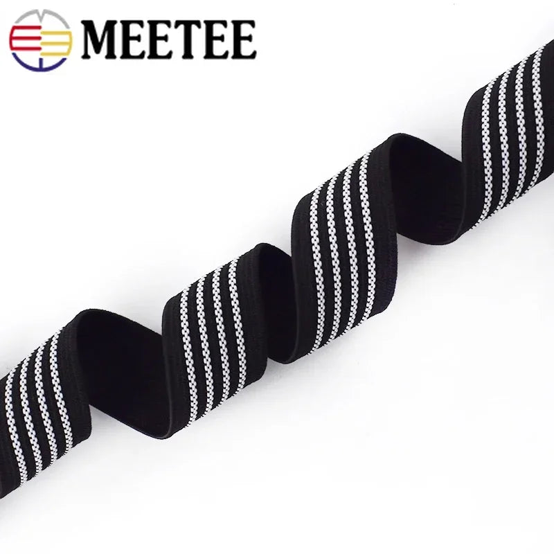 20/25mm 8/300M Anti-slip Elastic Bands White Black Rubber Material for Shoe Belts Backpack Waist Belt Sewing DIY Craft Accessory