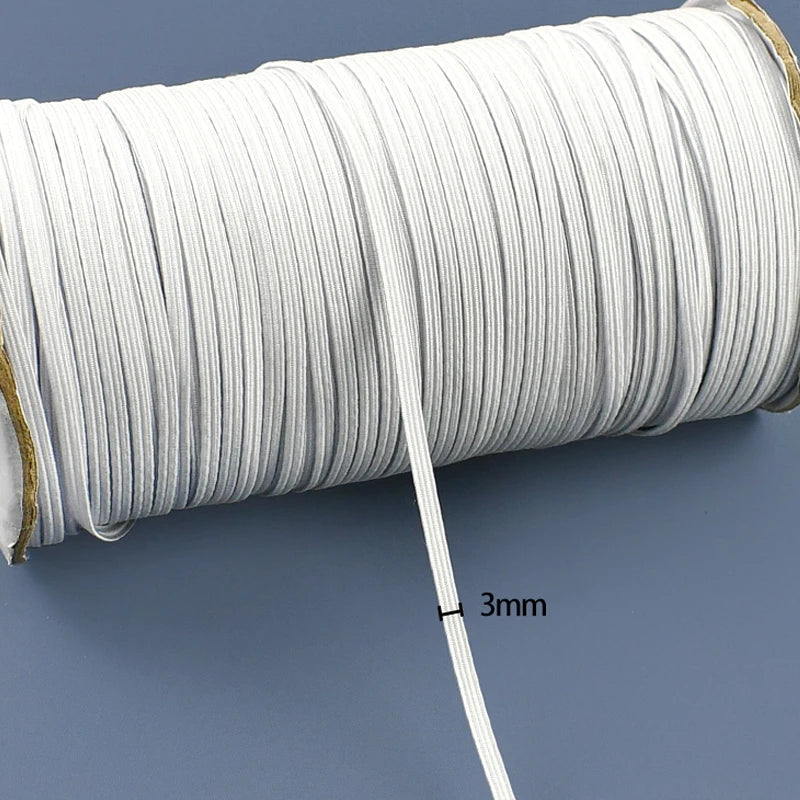 30/1000M Black White Sewing Elastic Band 3mm-50mm Garment Trousers Belt Rubber Bands Mask Strap Stretch Tape HairBand Bungee Cord