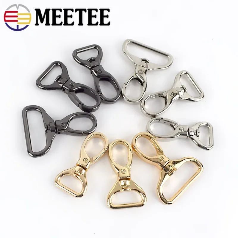Meetee 10/360pcs 15/20/26/32mm Luggage Hardware Accessory Metal Snap Buckle Bag Strap Swivel Clasp Lobster Hook DIY Keychain Clip