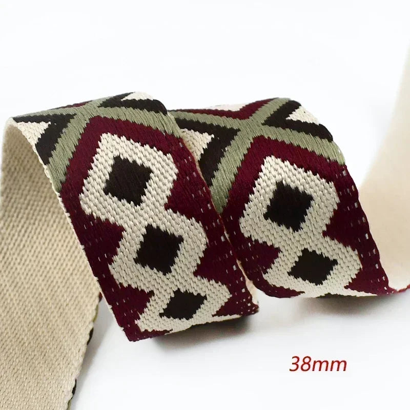 5/150Meters Nylon Webbing Band 38/50mm Jacquard Ribbon Strap 2mm Thick Handbag Garment Decorstive Webbings DIY Sewing Accessories