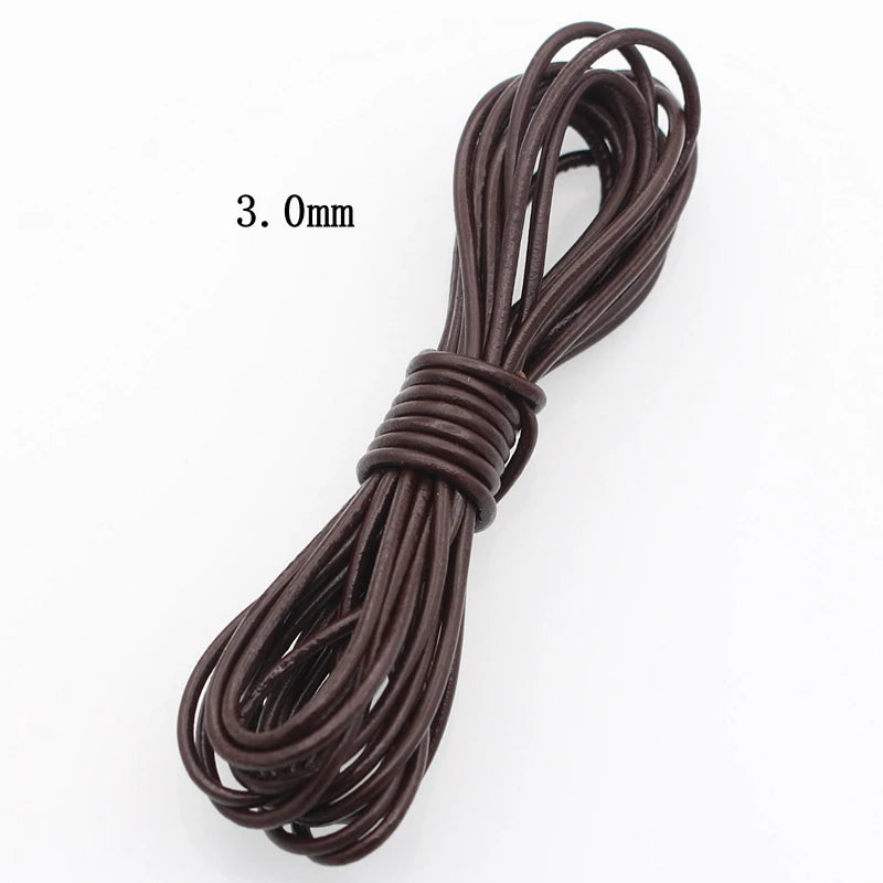 Meetee 3/100Meter 1.5/2/2.5/3/4/5mm Round Real Genuine Leather Cord Rope for Bracelet Necklace DIY Jewelry Cords Bags Craft Making