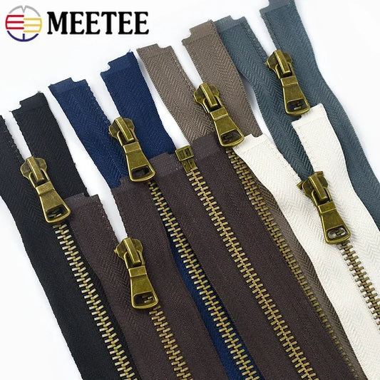 8/200Pcs 5# Copper Metal Zippers 40/50/60/70/80cm Open-End Zips Backpack Bag Jacket Clothing Decor Zipper Repair Sewing Accessory