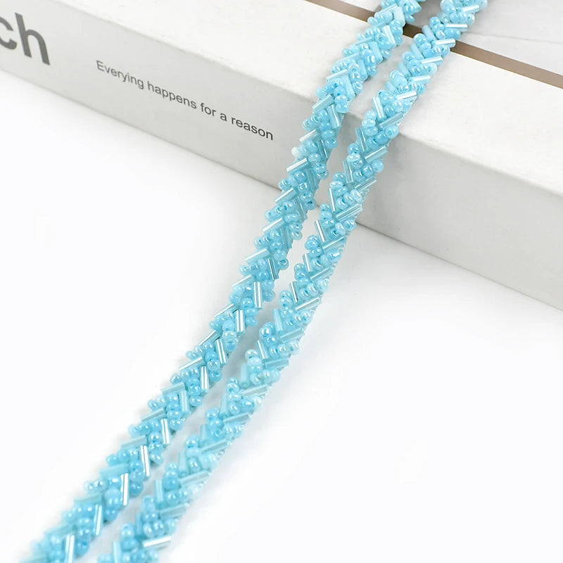 3/100Yards 7mm Beaded Laces Trim Pearl Lace Ribbon Applique Trimming Fringe Garment Dress Decor Tape Sewing Fabric Accessories