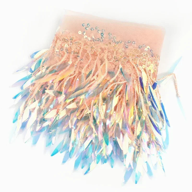 3/100Yards Sequin Tassel Mesh Tassels Fringe Decor Lace Trim Fabric for Wedding Clothes Curtain Fringes Trimmings DIY Accessories