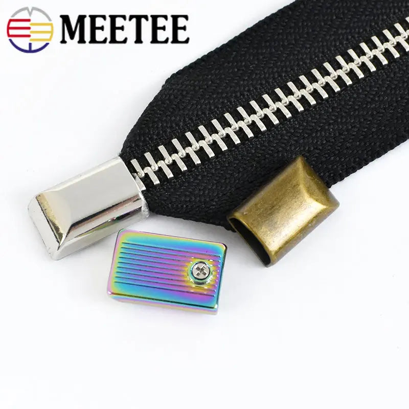 30/600Pcs Meetee Metal Zipper Pull Tail Lock Clip Buckles Rope Cord Stop Plug Head Screw DIY Bags Leather Hardware Accessories