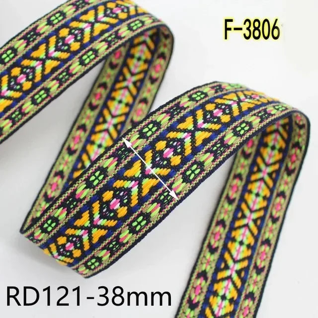 5/180Meters 30/38mm Jacquard Webbing Tapes Ethnic Lace Ribbons For Bag Strap Sewing Tape Bias Binding DIY Garment Accessories