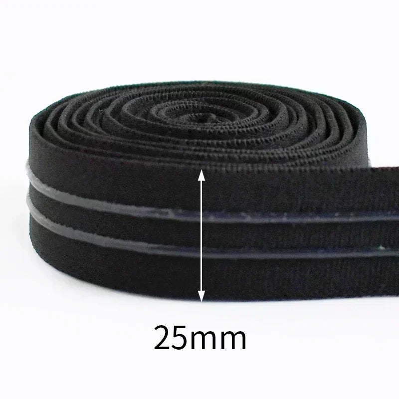 8/210M Meetee Black Silicone Elastic Bands Underwear Non-slip Rubber Tapes Waistband Belt Stretch Ribbon DIY Sewing Accessories