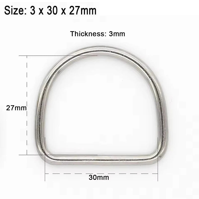 20/700Pcs 304# Stainless Steel D Ring Buckle Bag Strap Webbing Belt Buckles Pet Dog Collar Clasp DIY Bags Hardware Accessories