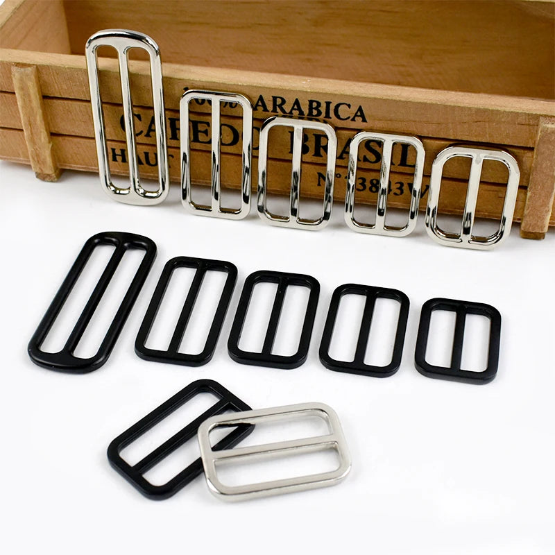 Meetee 15/500Pcs 25-50mm Metal Buckles for Bag Tri Glide Ring Hook Webbing Strap Adjuster Belt Buckle DIY Hardware Accessories