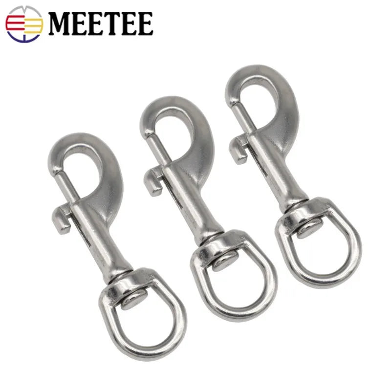 3/100Pcs Stainless Steel 316 Metal Buckles Oval Single End Swivel Eye Bolt Snap Hook Dog Leash  Strap Clasp Carabiner Diving