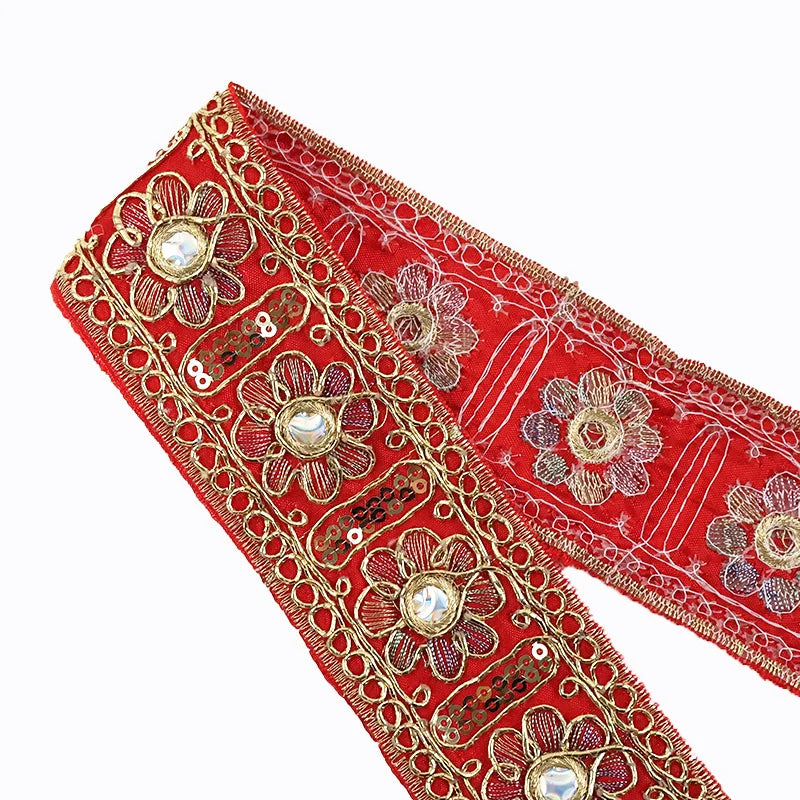 8/200Yards Embroidery Jacquard Lace Trim Sequin Trimming Cloths Decoration Ribbon Band Wedding Dress Decor DIY Sewing Accessories