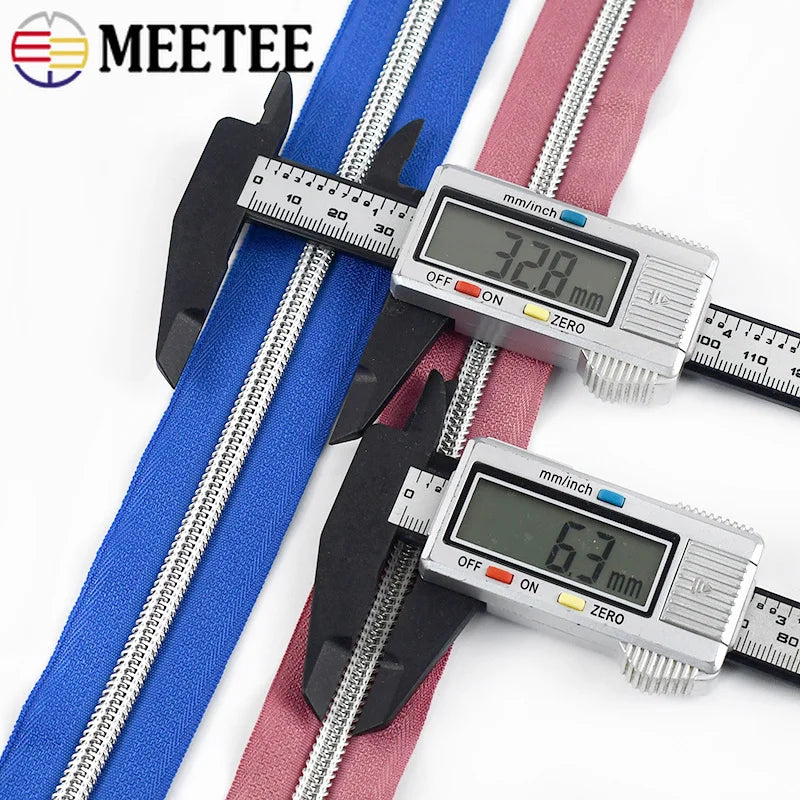 8/300M 5# Sewing Nylon Zipper Tape Silver Teeth Decor Zip Roll Jacket Bag Closure Zippers Repair Kits DIY Zips Replace Supplies