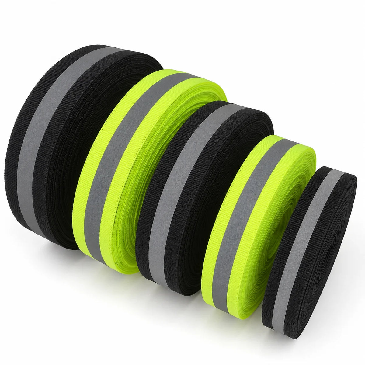 30/600Yards Silver Reflective Ribbons 10-40mm Green Black Safety Clothing Warn Webbing Tapes for Walking Cycling Backpacks At Night