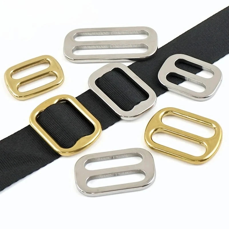15/500Pcs Brass/Stainless Steel Buckle 20-38mm Tri-Glide Slider Clasp Webbing Tape Adjuster Clasps Bags Strap Buckles Repair Kits