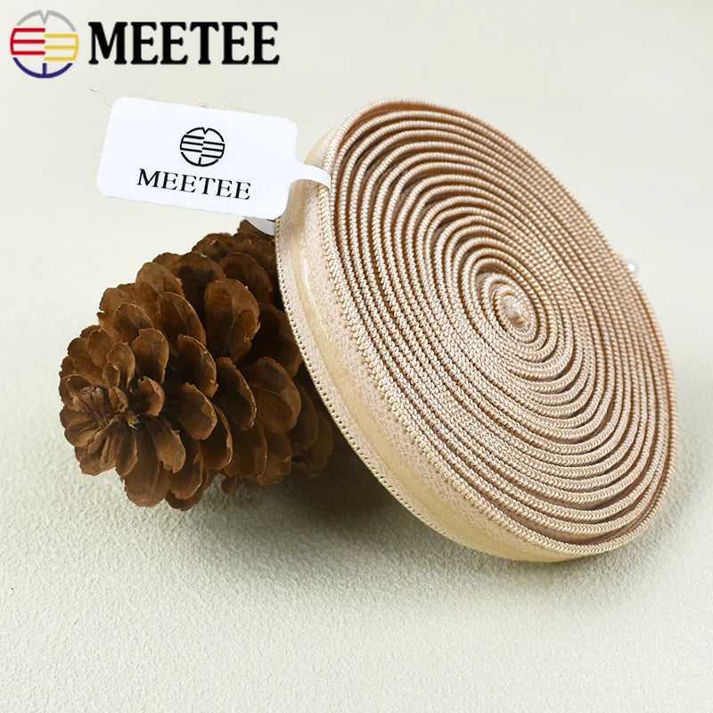 15/500M 10mm Silicone Elastic Band for Bra Non-slip Stretch Ribbon Underwear Wedding Dress Rubber Bands DIY Sewing Accessories