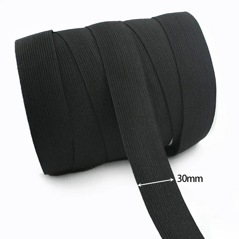 30/1000M Black White Sewing Elastic Band 3mm-50mm Garment Trousers Belt Rubber Bands Mask Strap Stretch Tape HairBand Bungee Cord