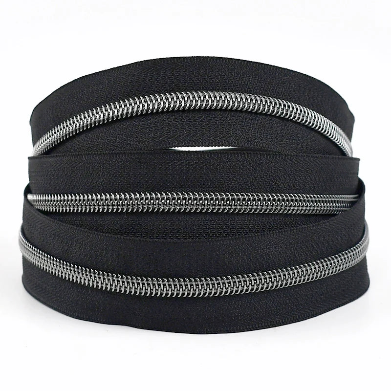 8/200Meters 5# Colorful Nylon Zipper Tapes GunBlack Tooth Coil Zip Tailors for Bags Garment Repair Kit DIY Sewing Accessories