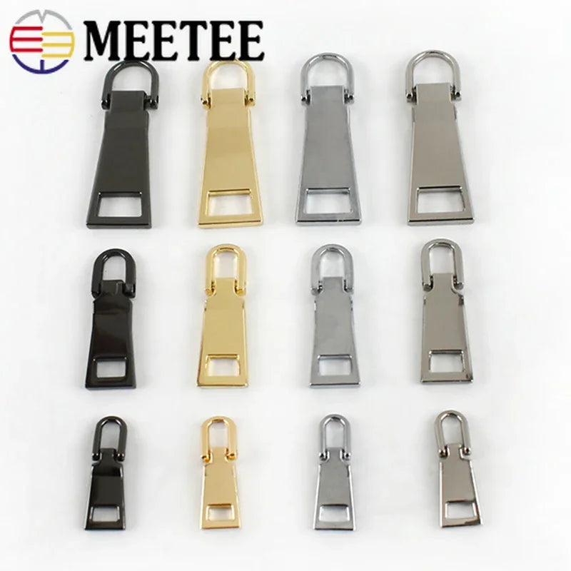Meetee 15/500pcs Detachable Metal Zippers Pullers for 3# 5# 8# Zipper Sliders Head Repair Kits Zip Pulls Tab DIY Sewing Craft
