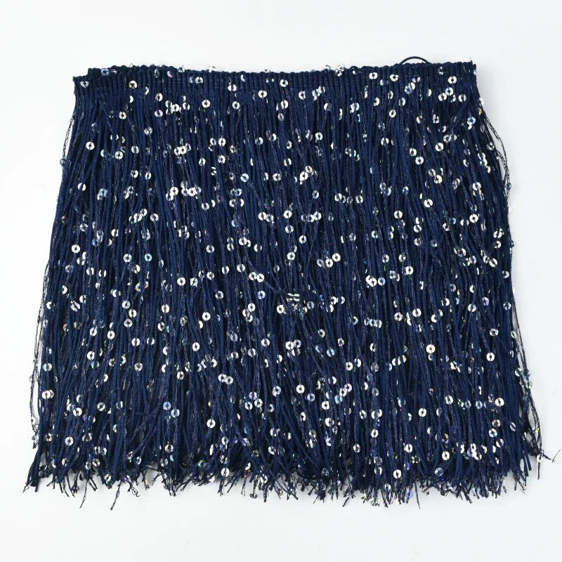 2/60Meters Meetee 20cm Sequin Tassel Fringe Lace Trim Dress Decoration Sewing Fringes Trimming Latin Stage Costume Tassels Ribbon