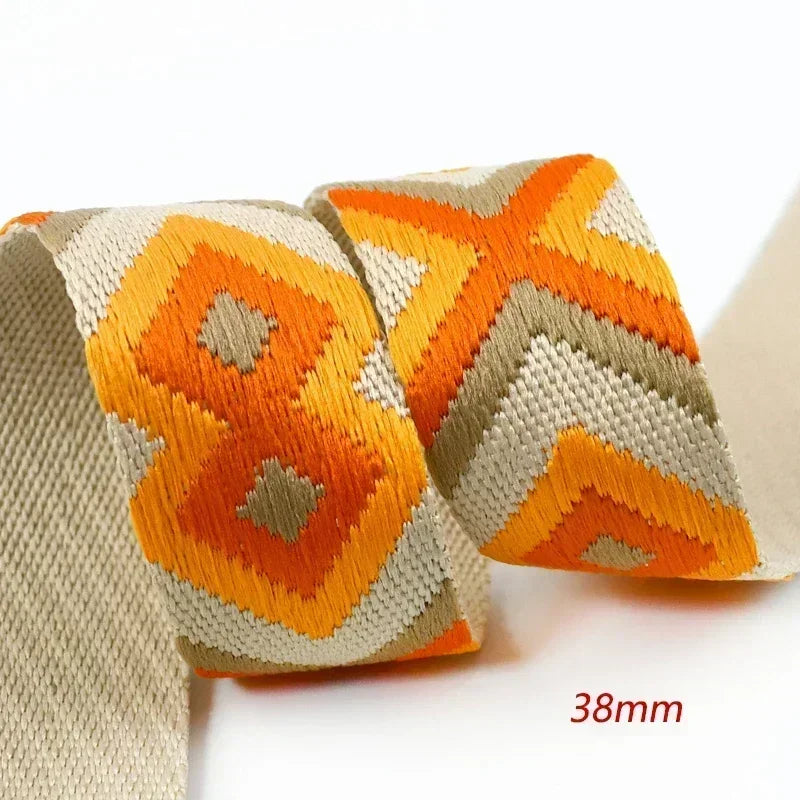 5/150Meters Nylon Webbing Band 38/50mm Jacquard Ribbon Strap 2mm Thick Handbag Garment Decorstive Webbings DIY Sewing Accessories