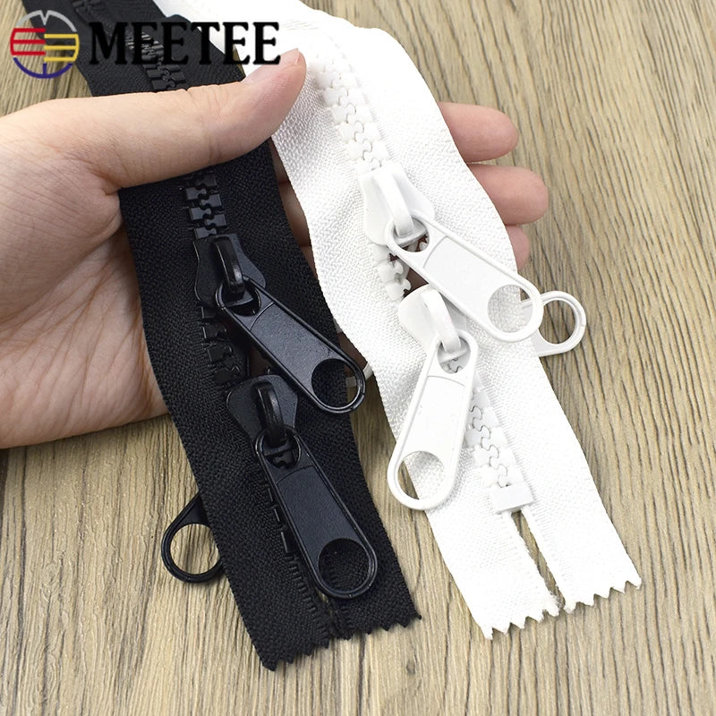 2/70Pcs 10# Resin Zipper Double Sliders Puller Two-way Zip Oversized Teeth Outdoor Tent Zippers DIY Sewing Accessories
