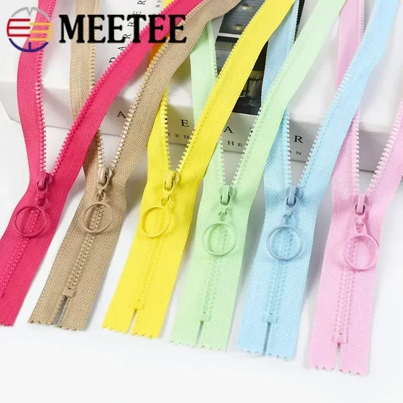 15/500pcs Meetee 3# Resin Zippers Closed 25cm Open-end 60cm Ring Puller Zipper for Bags Wallet Purse Garment Sewing Accessories