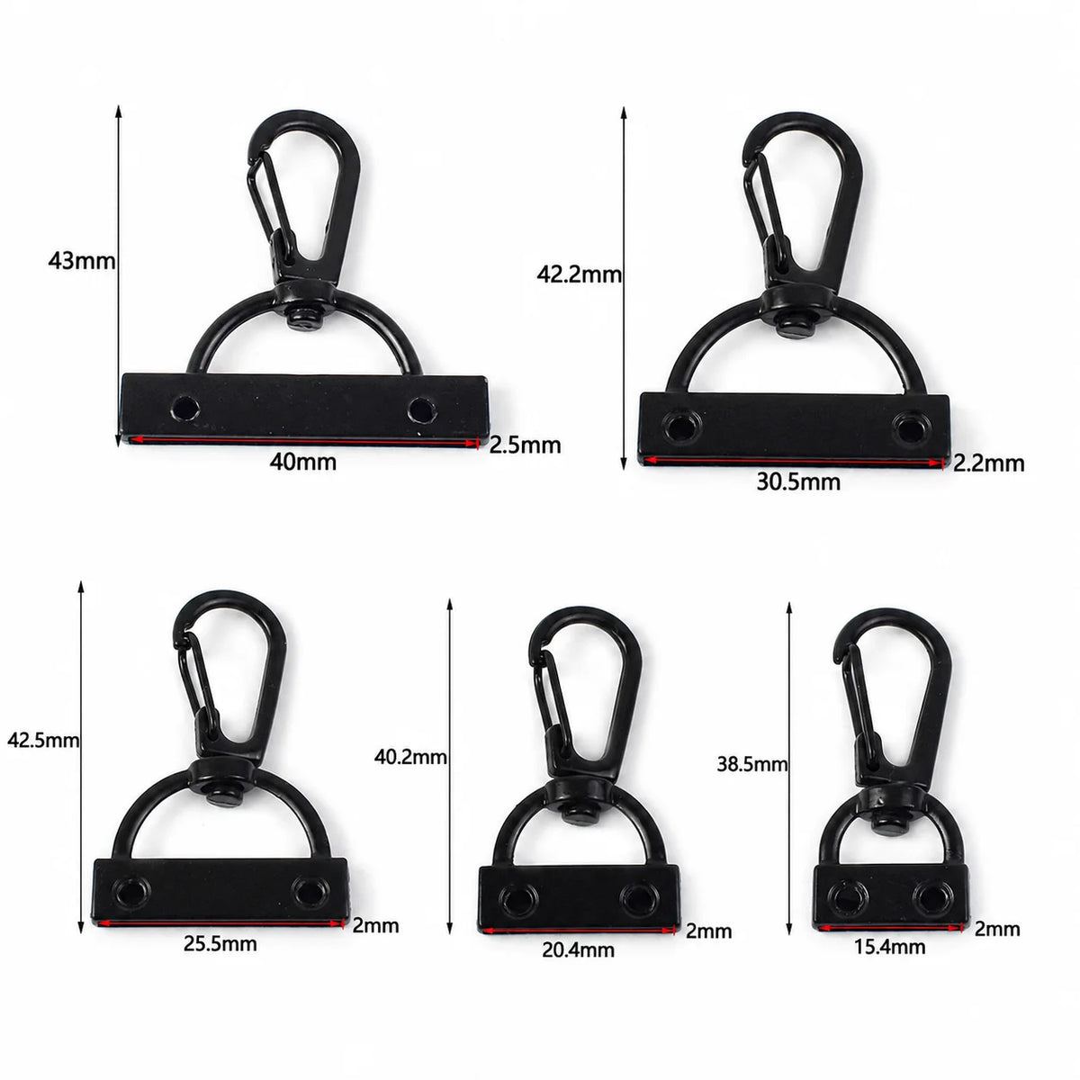 30/1000Pcs Metal Buckle 15-38mm Black Trigger Snap Hook Handbag Strap Tail Screw Carabiner Clip Clasp Lobster Clasps Repair Kits