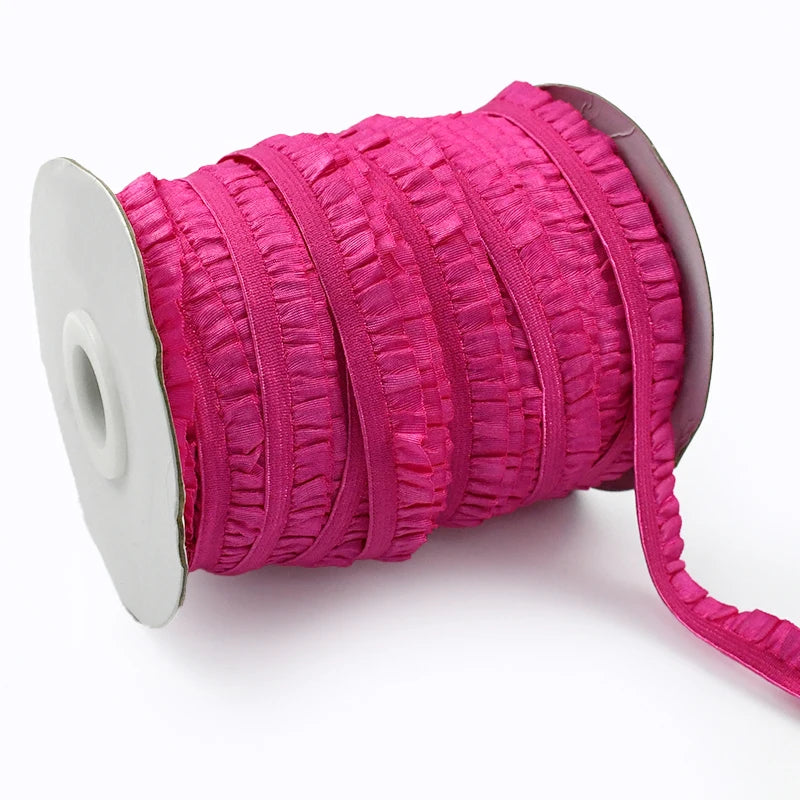 Meetee 20/600meters 10mm Ruffled Elastic Band Pleated Stretch Lace Trim Ribbon Baby Hairband Belt Shoes Tapes Sewing Accessory