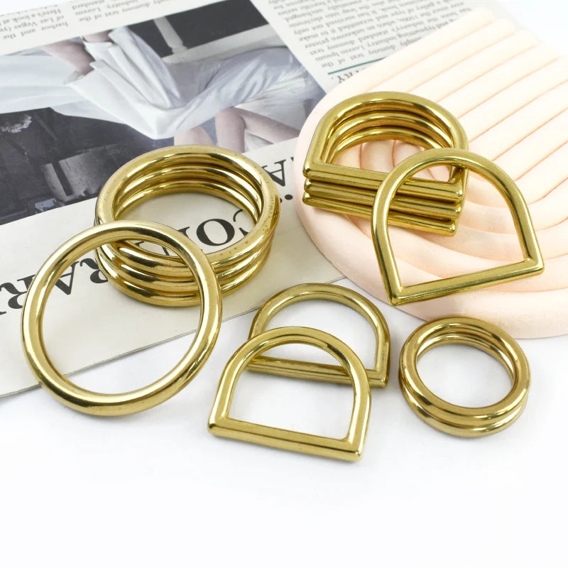 Meetee 10/300Pcs 12-45mm Brass Bag Buckles Bags Hanger O D Ring Hook Side Carabiner Rings for Dog Coller Hardware Buckle Supplies