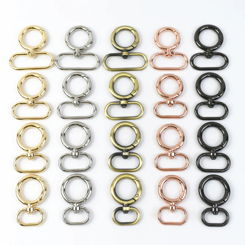8/300Pcs Spring O Ring Snap Hook 20/25/32/38mm Metal Buckles for Bag Webbing Strap Carabiner Rings Connect  Buckle Hardware