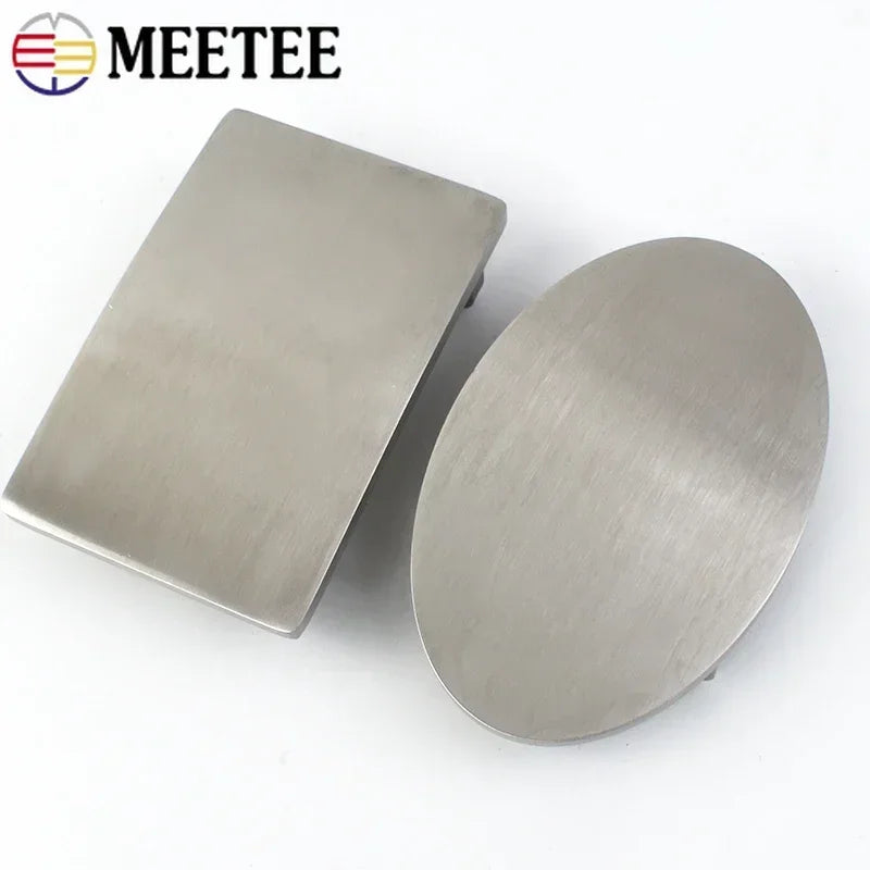 Meetee 1/30pcs 35mm/40mm Stainless Steel Belt Buckles Metal Smooth Plate Buckle for Men's Waistband Head Pin Automatic Clasp Crafts