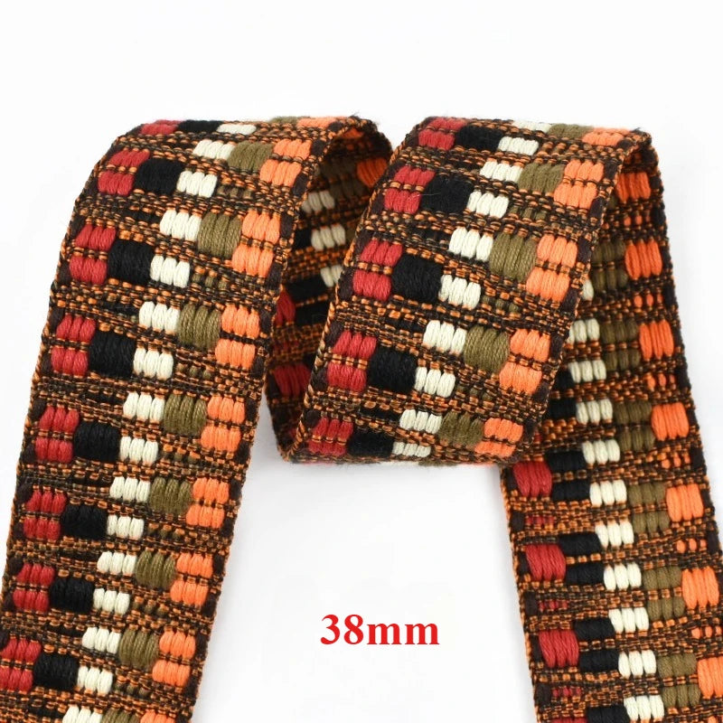 5/130Yards 38/50mm Ethnic Jacquard Webbing Tape Handbag Shoulder Strap Replacement Ribbon Band Backpack Belt Sewing Accessories