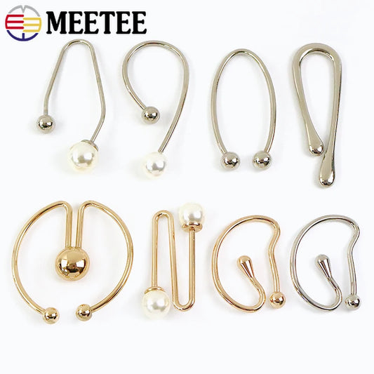 5/150Pcs Metal Ring Buckles U-shaped Detachable Decorative Clasp Irregular Spiral Button Shirt Collar Swimsuit Connection Hooks