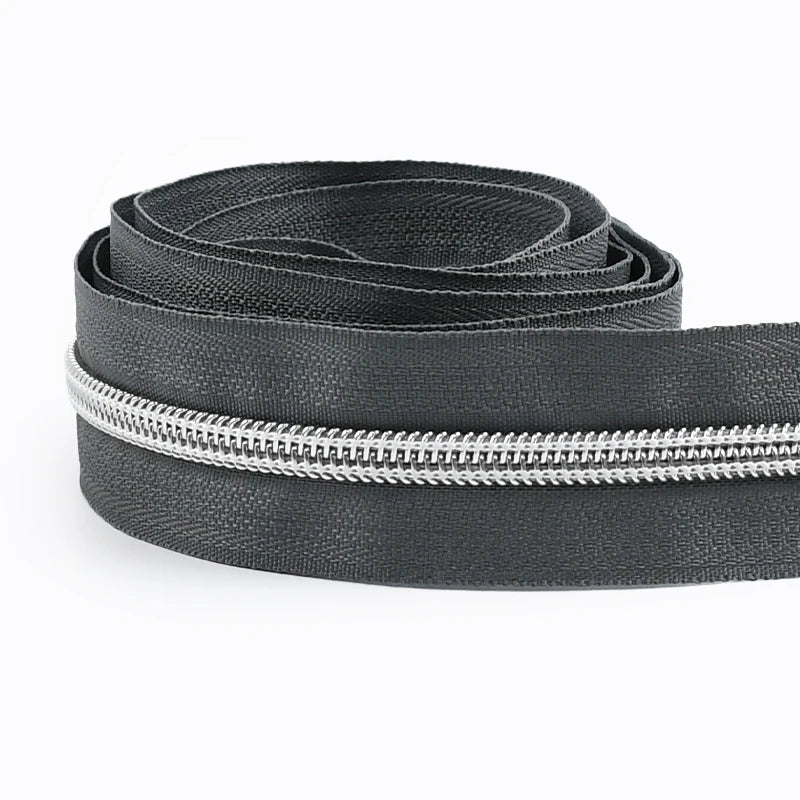 8/300M 5# Sewing Nylon Zipper Tape Silver Teeth Decor Zip Roll Jacket Bag Closure Zippers Repair Kits DIY Zips Replace Supplies