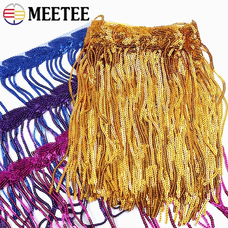 5/100Yards 20cm Sequin Tassels Fringe Glitter Dress Lace Trim Garment Ribbon Curtain Fabric Decorative DIY Sewing Accessories