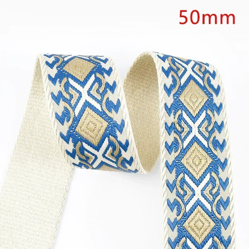 3/100Meters Meetee 38/50mm Jacquard Webbing Tape Bag Ribbon Strap Garment Sewing Decoration Ribbons Tapes Home Textile Accessory