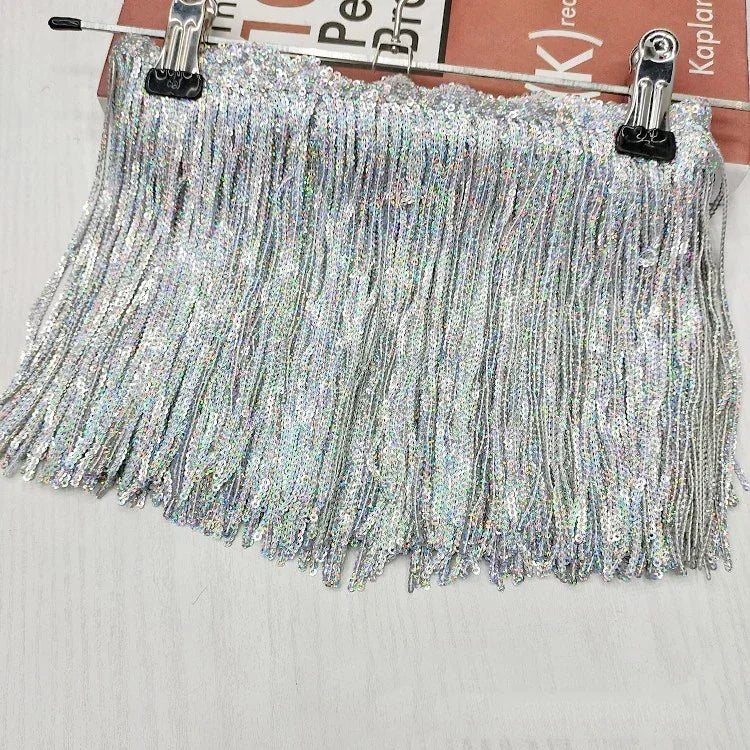 3/100Yards 17cm Metee Fringe Tassel Lace Ribbon Sequin Trims Colored For Dress Clothes Decorative Crafts Clothing Accessories