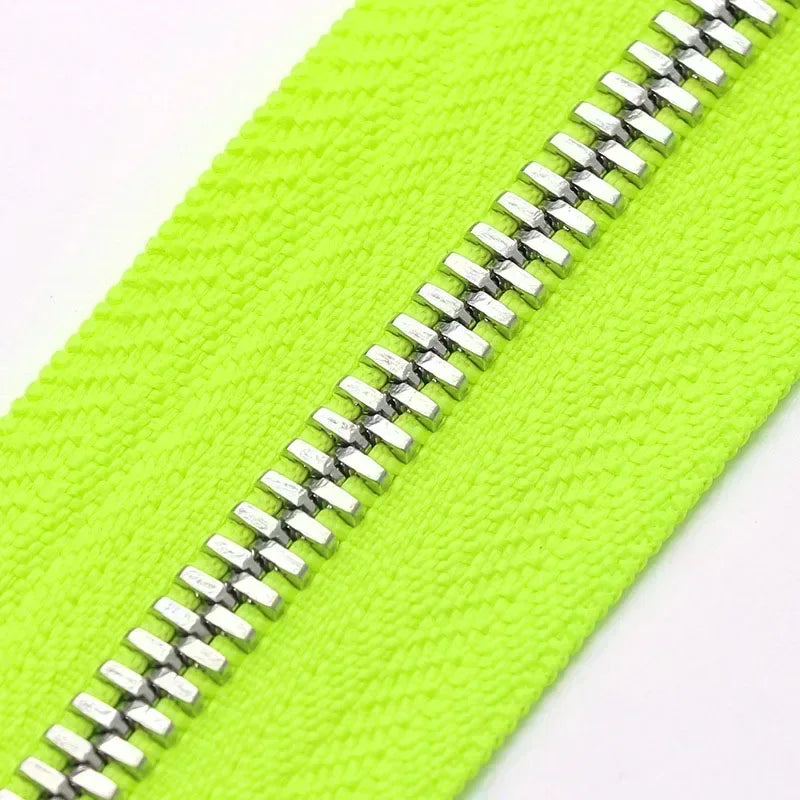 2/50Yards 5# Colorful Metal Zipper Gold/Sliver Teeth Double Pull Open-end Zips Tape Bag Garment Zip Repair Kit Sewing Accessory