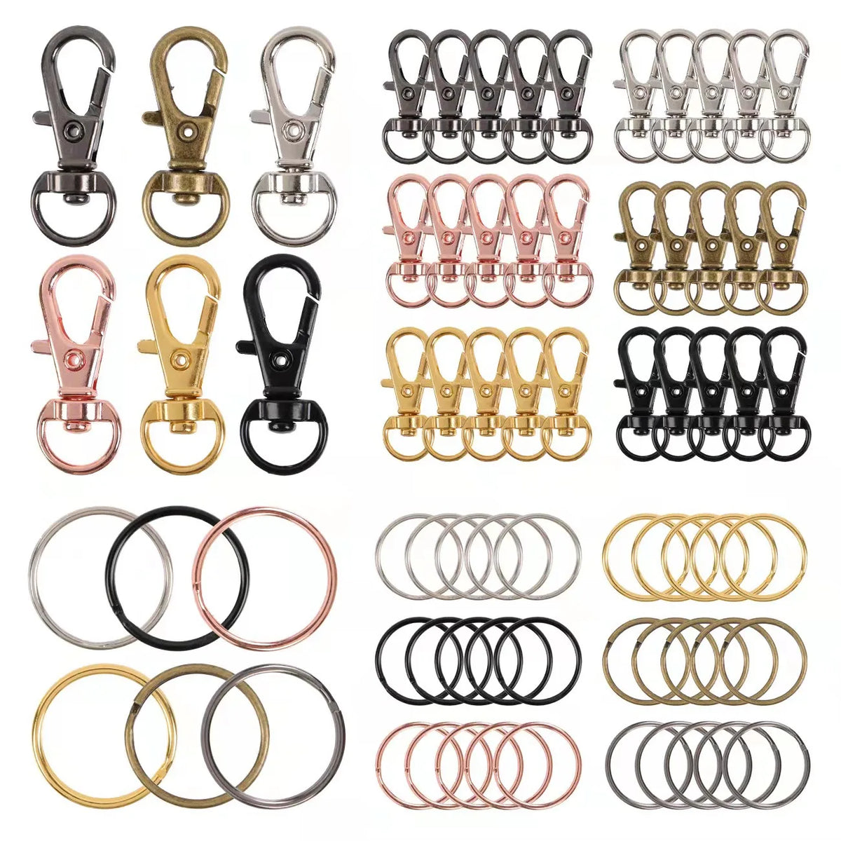 25/800Pcs Meetee Metal Buckle Swivel Lobster Clasp Snap Hook Trigger Clips Buckles for Keychain O Ring Bag Hardware Accessories