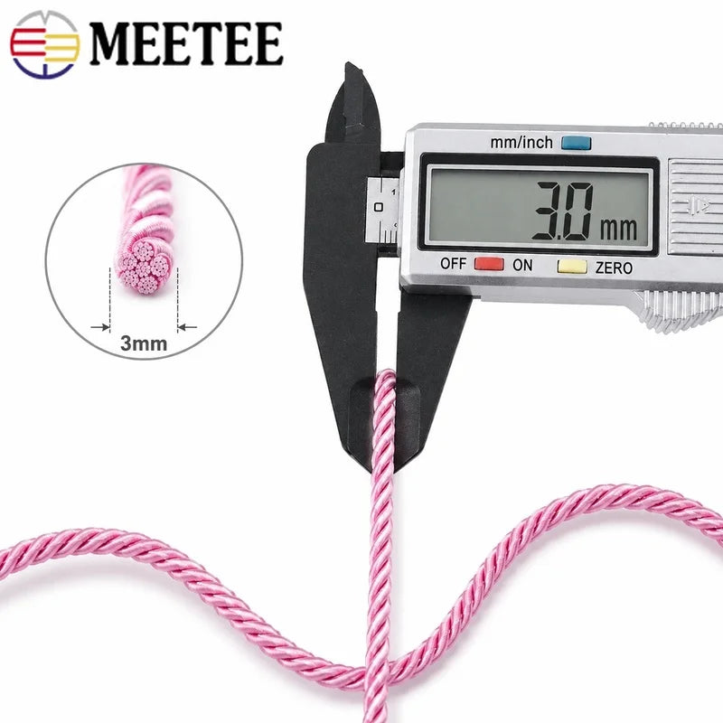 25/930M 3mm Polyester Twisted Braided Cord 3 Shares Ropes for Bag Strap Curtain Decorative Gift Box Rope DIY Sewing Accessory