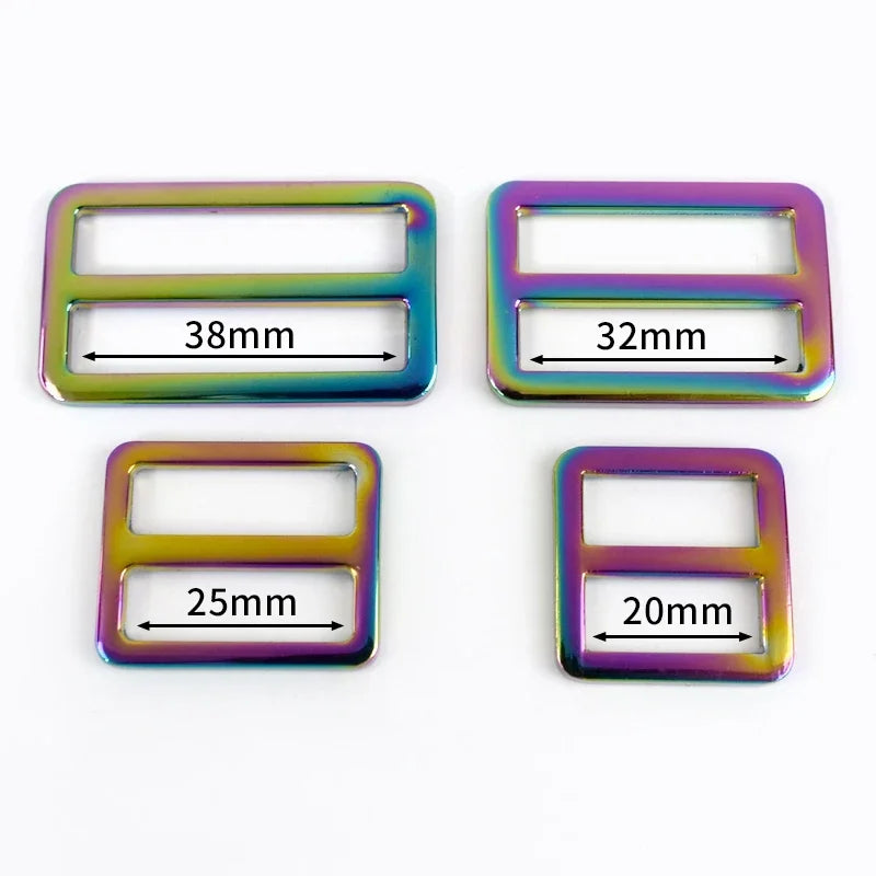 8/300Pcs 20/25/32/38mm Metal Buckles Rainbow D Rings for Bag Belt Strap Adjust Tri-Glides Sliders Buckle DIY Hardware Accessories