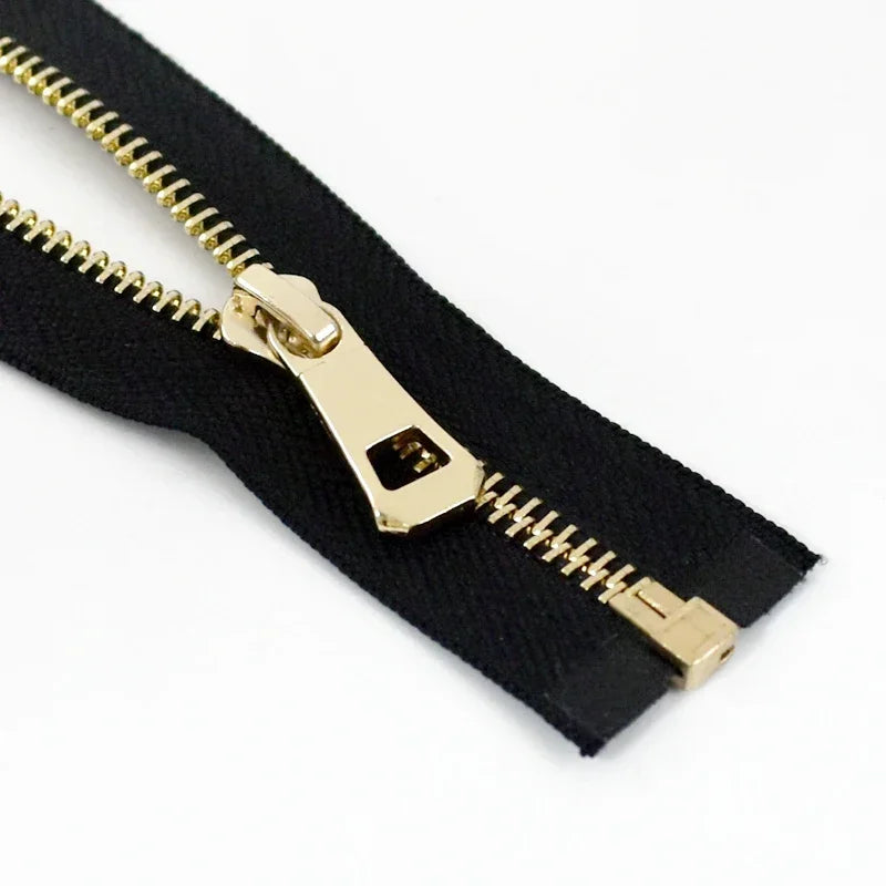 5/120Pcs 35-85cm 5# Metal Zippers Open-end Zip Tape Gold Sliver Teeth Open-End Zipper Repair DIY Clothing Bags Sewing Accessories