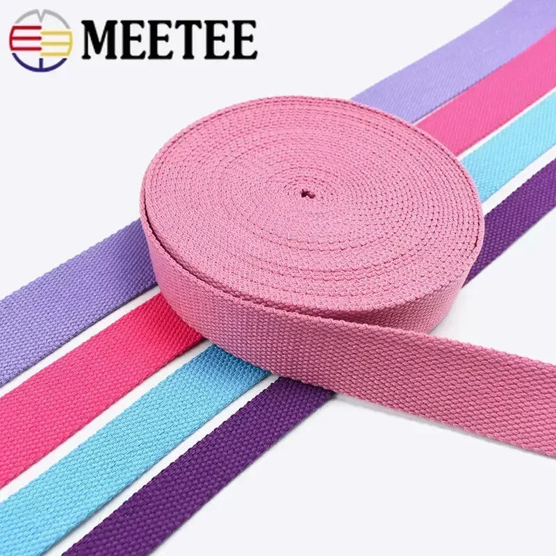 5/150M 20/25/32/38/50mm 2mm Thick Webbing Polyester Cotton Canvas Webbings Ribbon for Backpack Strap Belt Tape Garment Woven Band