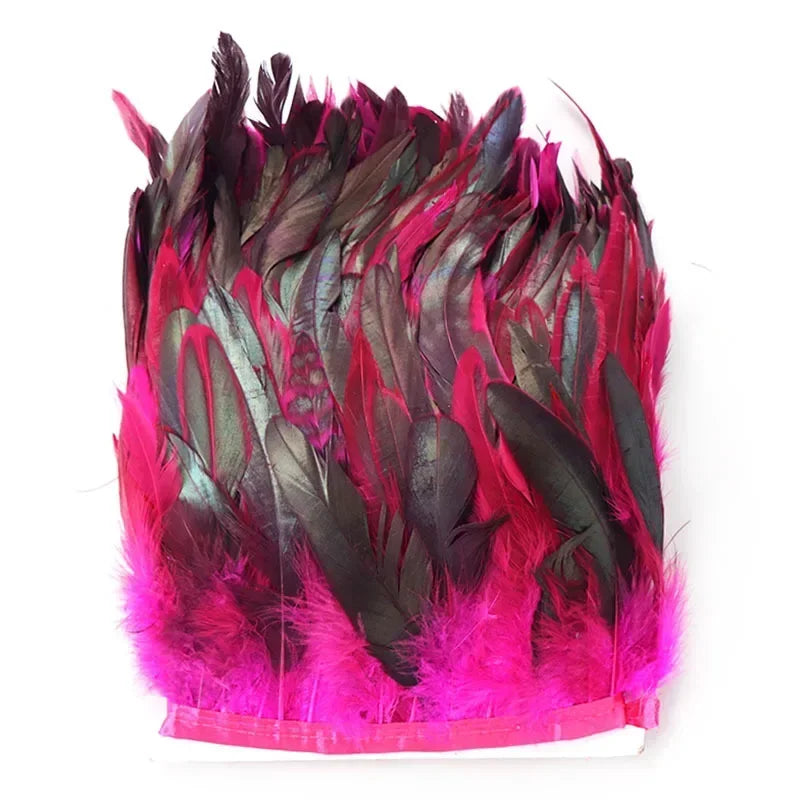 3/100M Meetee 5-6inch Natural Rooster Feather Tassel Lace Trim Fringe Ribbon for Party Dance Clothes Handmade Crafts Accessories