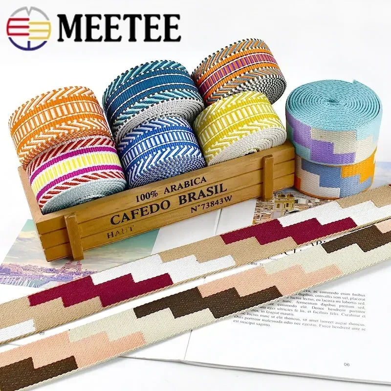 3/100Meters 38mm Thicken Polyester Jacquard Webbing Tape Luggage Decorative Belt Ribbon DIY Bags Shoulder Strap Sewing Accessories