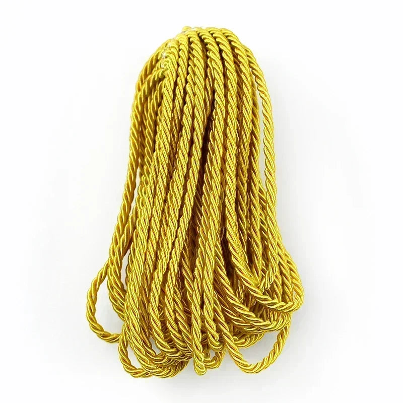 25/930M 3mm Polyester Twisted Braided Cord 3 Shares Ropes for Bag Strap Curtain Decorative Gift Box Rope DIY Sewing Accessory