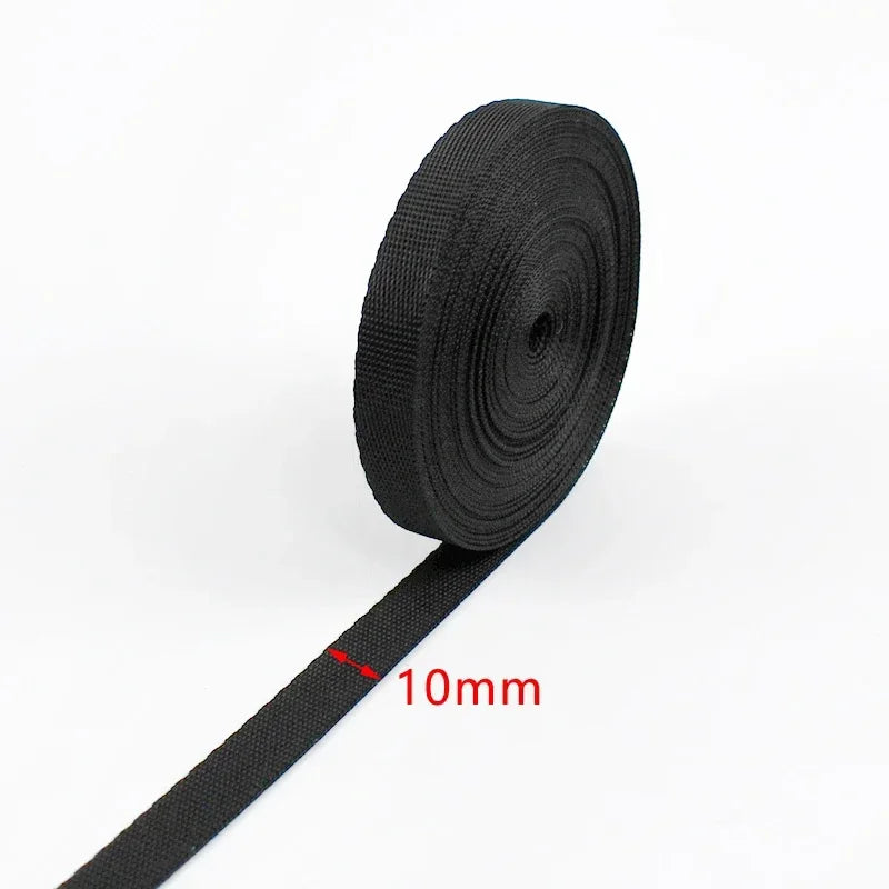 80/1000Meters 10-100mm Black Webbing Nylon Strap 0.8mm Thick Backpack Ribbon Decoration Sewing Bias Tape Belt Fixed Band Accessories