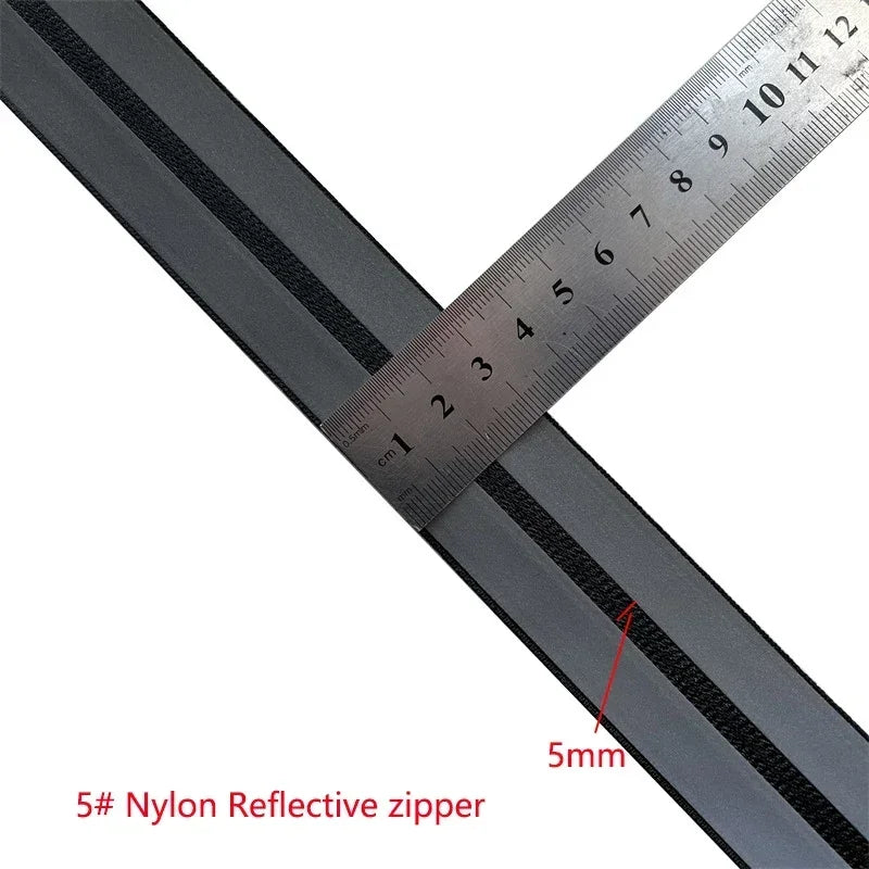 5/120Meters 3# 5# Waterproof Zipper Reflective Nylon Zippers Tapes for Bags Outdoor Clothing Backpack Zip Repair Kit DIY Sewing