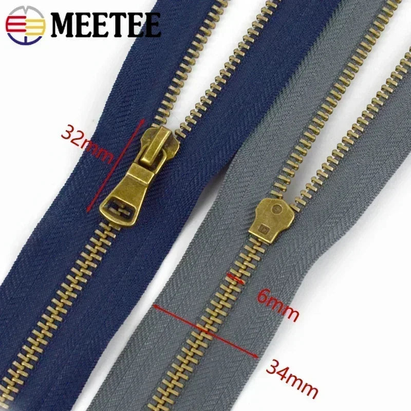 8/200Pcs 5# Copper Metal Zippers 40/50/60/70/80cm Open-End Zips Backpack Bag Jacket Clothing Decor Zipper Repair Sewing Accessory