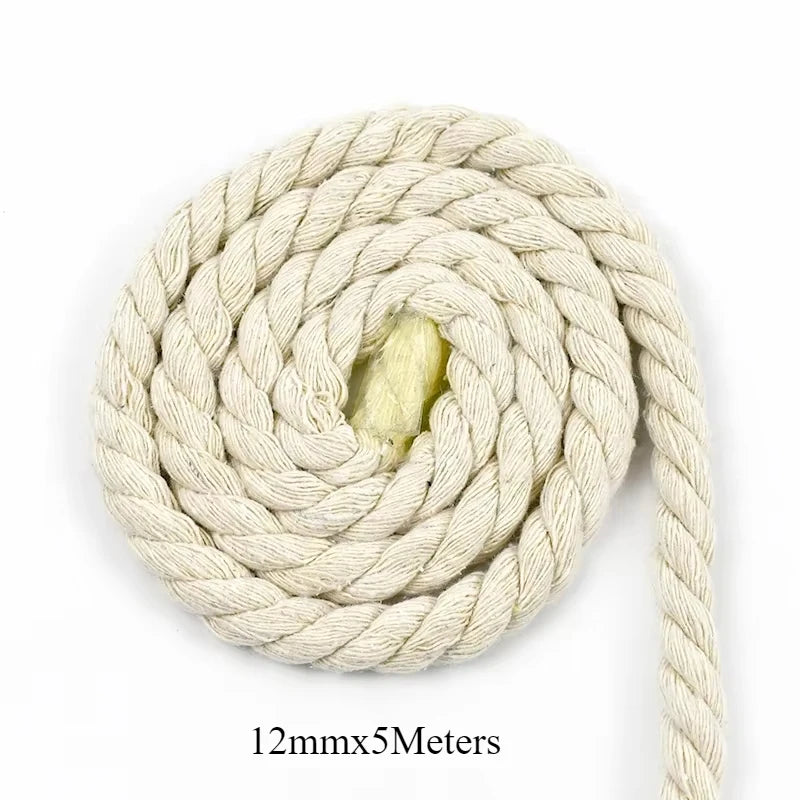 5/150Meter Meetee 5-20mm Beige Cotton Rope Thick Cords for Bag Strap Home Decor Accessories DIY Handmade Ropes Craft